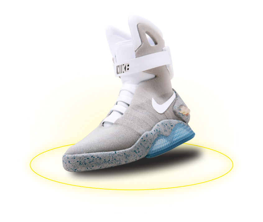 кроссовок Nike air mag с желтым кольцом под подошвой