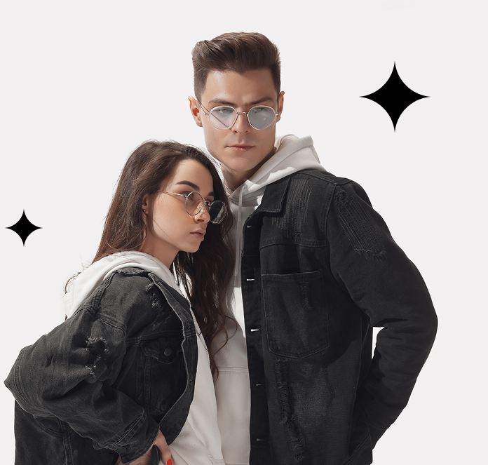 стильно одетые девушка с мужчиной