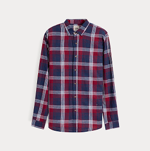 синяя рубашка в черно-белую клетку